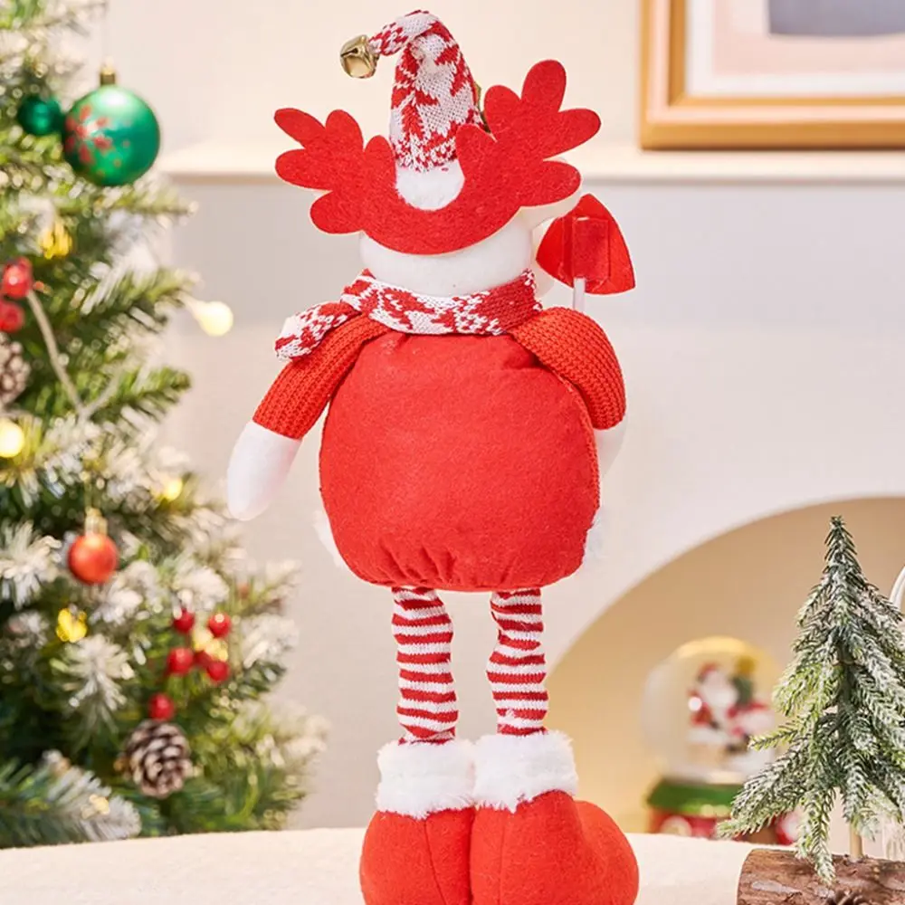 Kawaii Stretchable Leg Christmas Doll Mini Cartoon Long Legged Elk Doll Handmade Creative Knitted Christmas Figurine Christmas