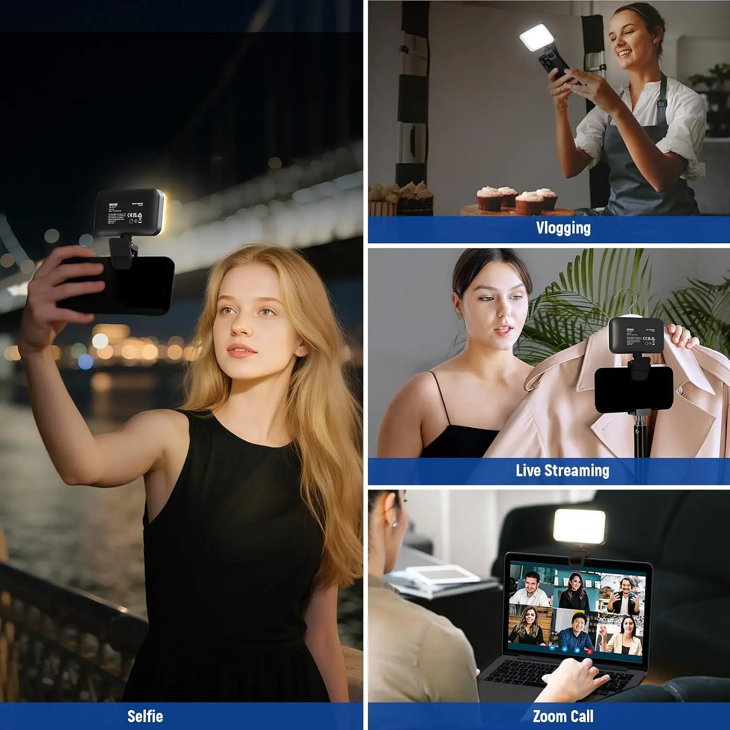 NEEWER LED Selfie Light Clip on Phone Fill Lighting, CRI88 650mAh for Computer Laptop Webcam Zoom Video Conference Makeup