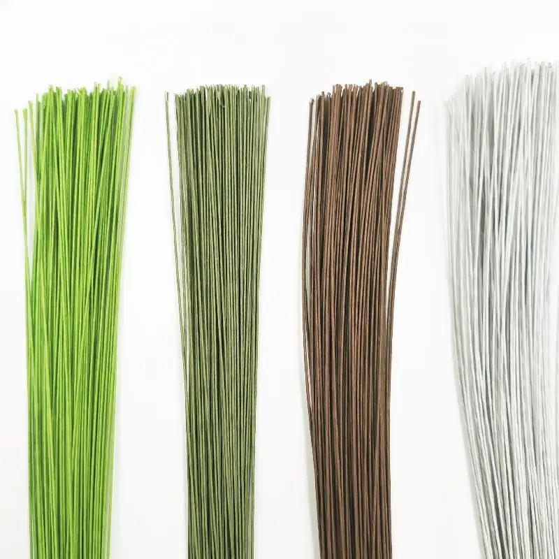 100Pcs 40cm Floral Wire Stems Artificial Green Flower Stem DIY Floral Material Wire Stem Accessoies Wedding Home Decor