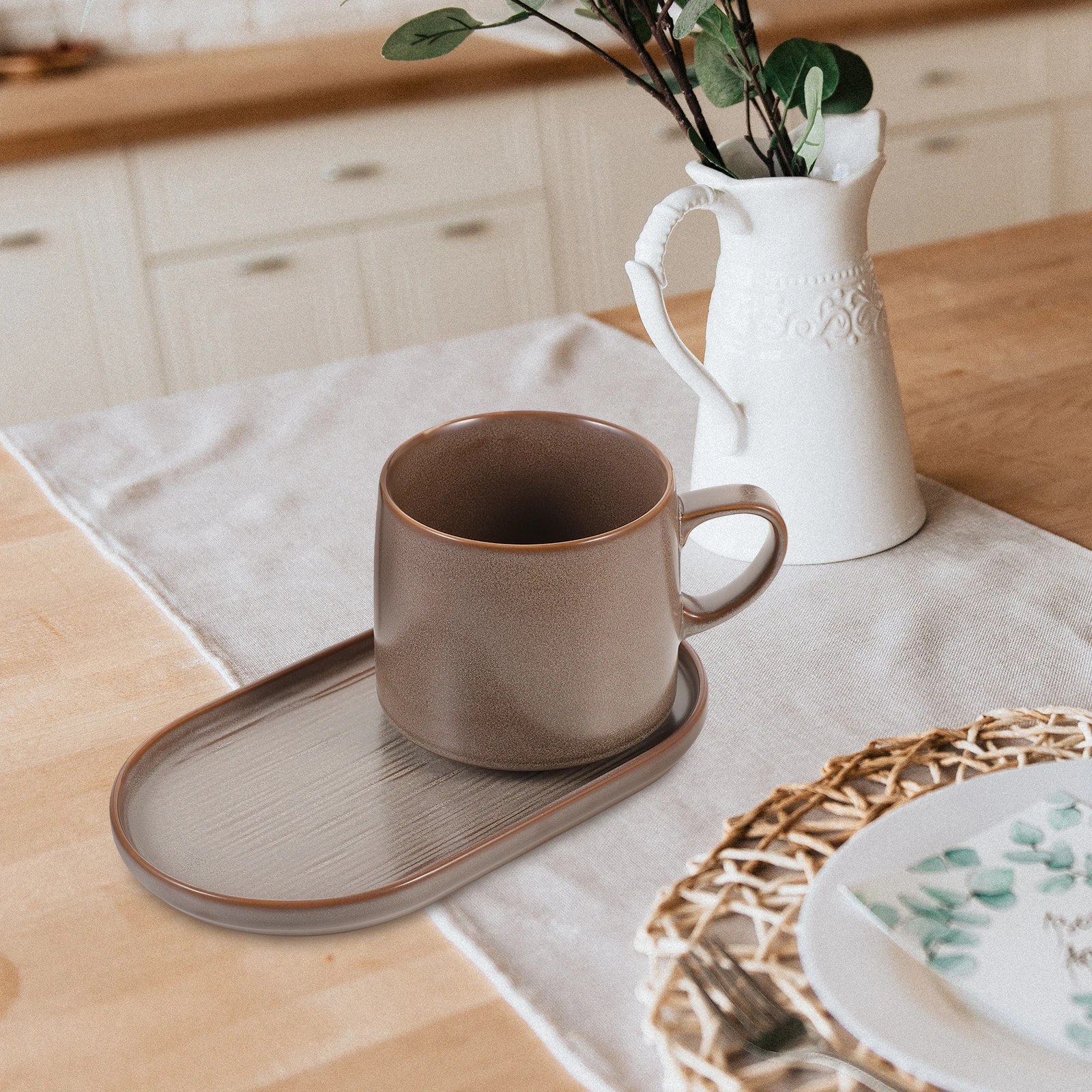 

1Set Ceramic Mug Saucer Practical Creative Festive Atmosphere Enhance Drink Taste Perfect Accessory All Ages Styles