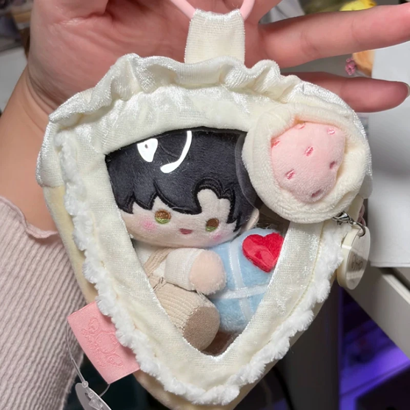 Lolita Plush Ruffled Cake Coin Purse Transparent Window Doll Display Storage Pendant Small Bag Triangle Portable Storage Bag