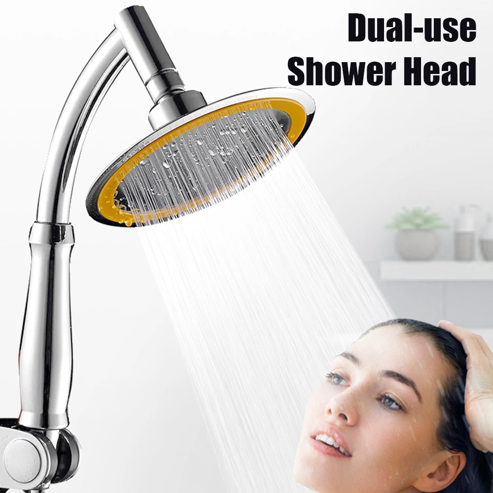 6 Inch Dual Use Hand Held/Top Shower Head Adjustable 360 Degree High Pressure Large Round Big Rainfall Sprayer