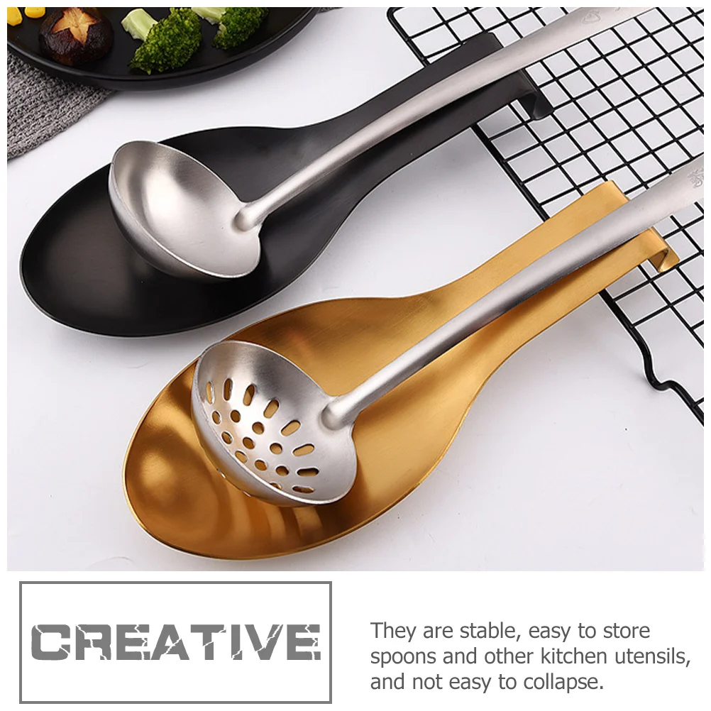 

2Pcs Stainless Steel Spoon Holders Kitchen Utensil Organizers Anti-Rust Stable Desktop Decorations Ladle Spoon Holders