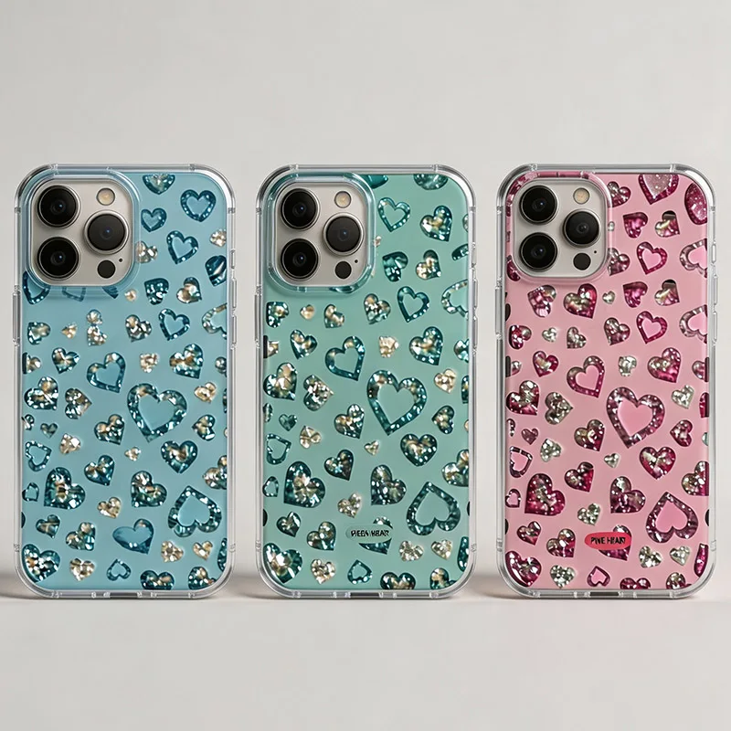 Glitter Diamond Heart  Phone Case For Samsung Galaxy S26 S23 S22 S21 S24 S25 Ultra Plus FE A16 A17 A36 A53 A55 A37 A57 5G Cover
