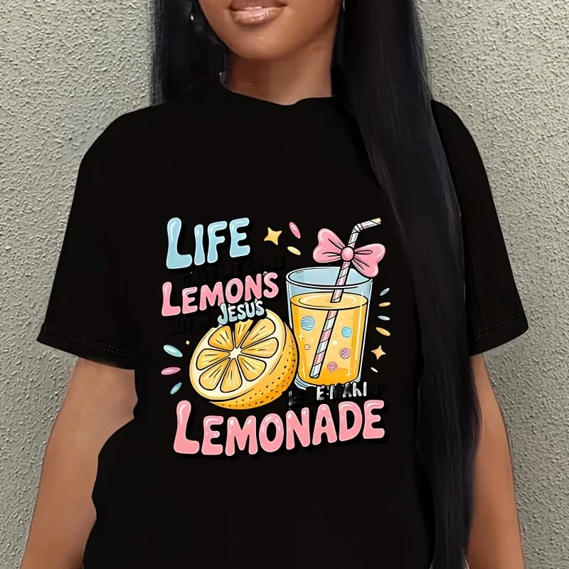 Life Gave Me Lemons but My Jesus He Be Makin' Lemonade Women's Plus Size T-Shirt 100% Cotton 220g