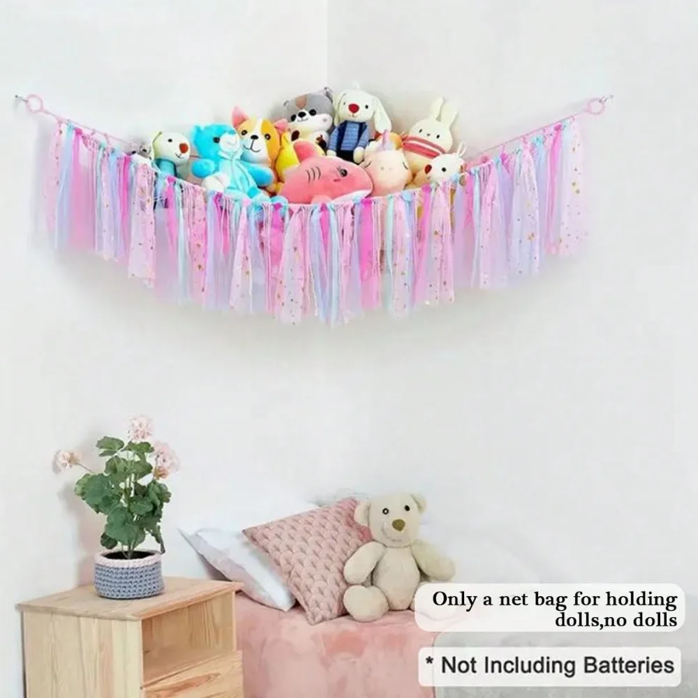 1pc Hammock With Tassels Storage Net For Stuffed Animals Holder And Plush Toy Hammock Handmade Soft Corner Hanging Netting Toy