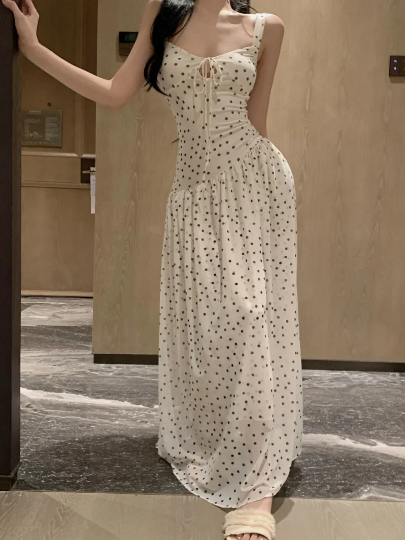 فساتين نسائية أنيقة بدون أكمام صيفية رايون بحمالات هالترنيك متقاطعة بدون خصر منقوشة اتجاه الشارع Ulzzang OL #5