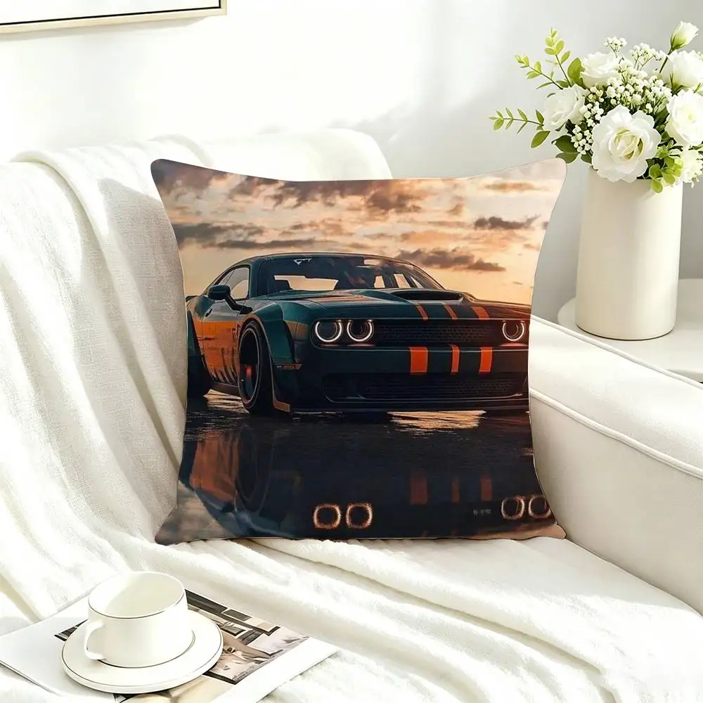 M-Muscle Car  Pillow Case Square Double-Sided Sofa Cushion Cover Bedroom Bedside Pillow