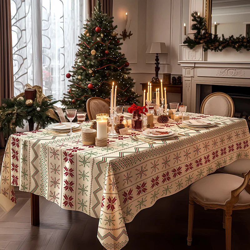 

Nordic Ins Style Rectangular Christmas Tablecloth, Western Restaurant Tablecloth, Decorative Background Cloth, Photo Props