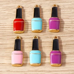 10pcs 9x25mm Cute Enamel Nail Polish Bottle Charms Pendants for Earrings Necklace Bracelet DIY Crafts Jewelry Making Accessories