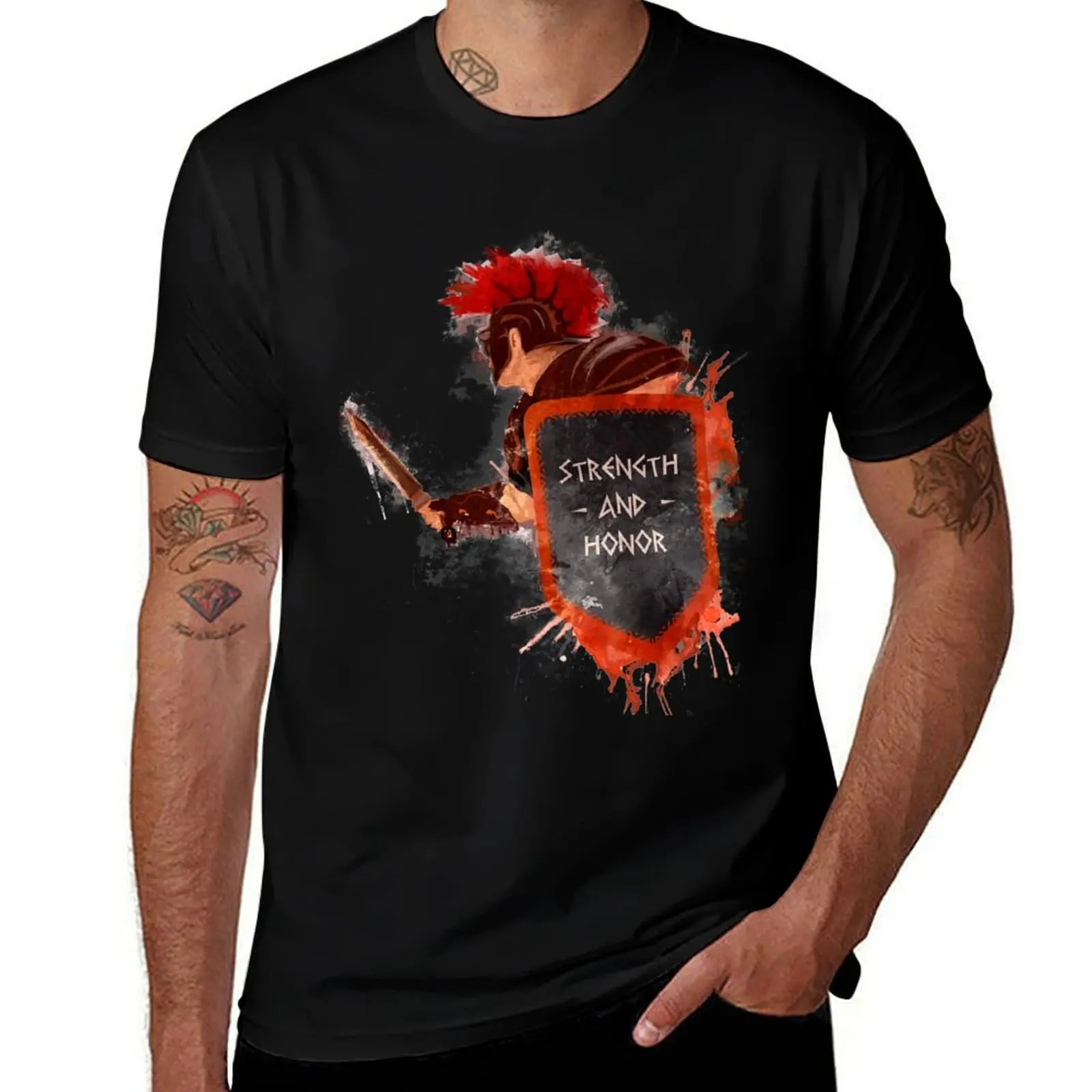 Gladiator, strength & honor T-Shirt Classic Crew Neck Cotton T-Shirt