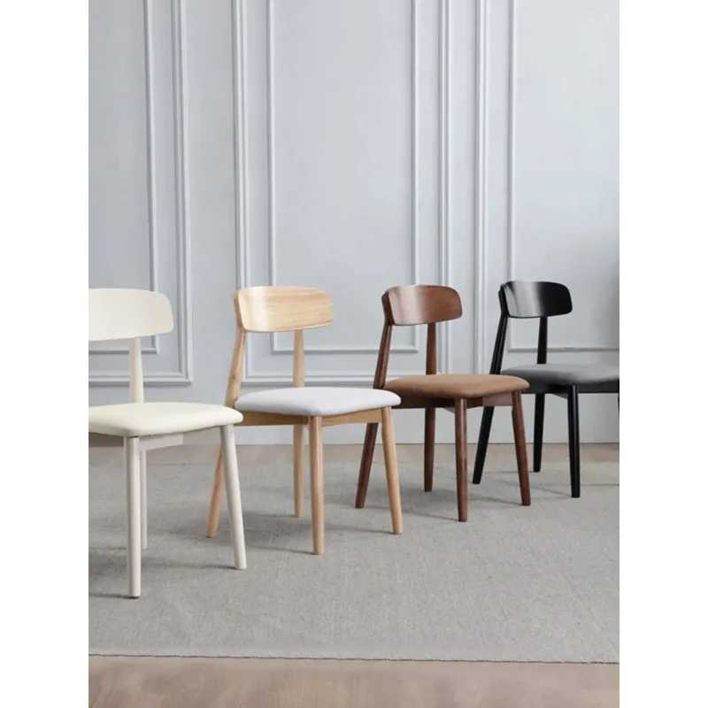 

Nordic solid wood dining chairs for household use, modern and simple, light luxury small unit, log dining