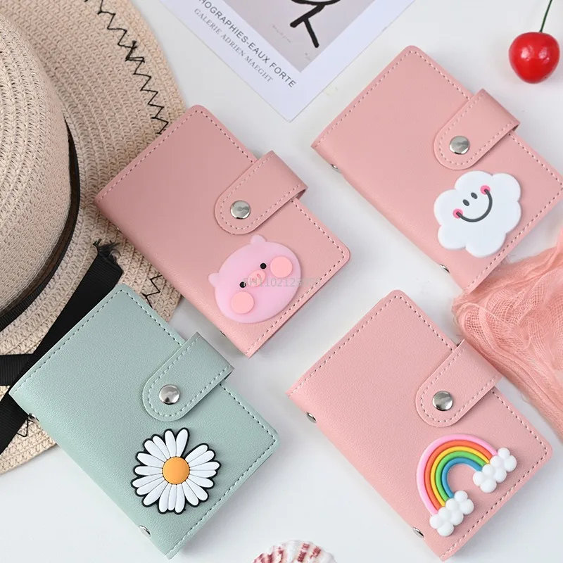 26-gniazdo na karty Cute Cartoon Girls PU Leather Card Holder Bank Credit Card Pocket Women Travel Bus Pass Wallet Case