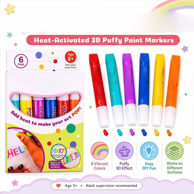 Raised Foam 3D Bubble Cotton Paint Pen Kit DIY Expandable Art Markers Party Crafts Home Leisure Drawing Supplies