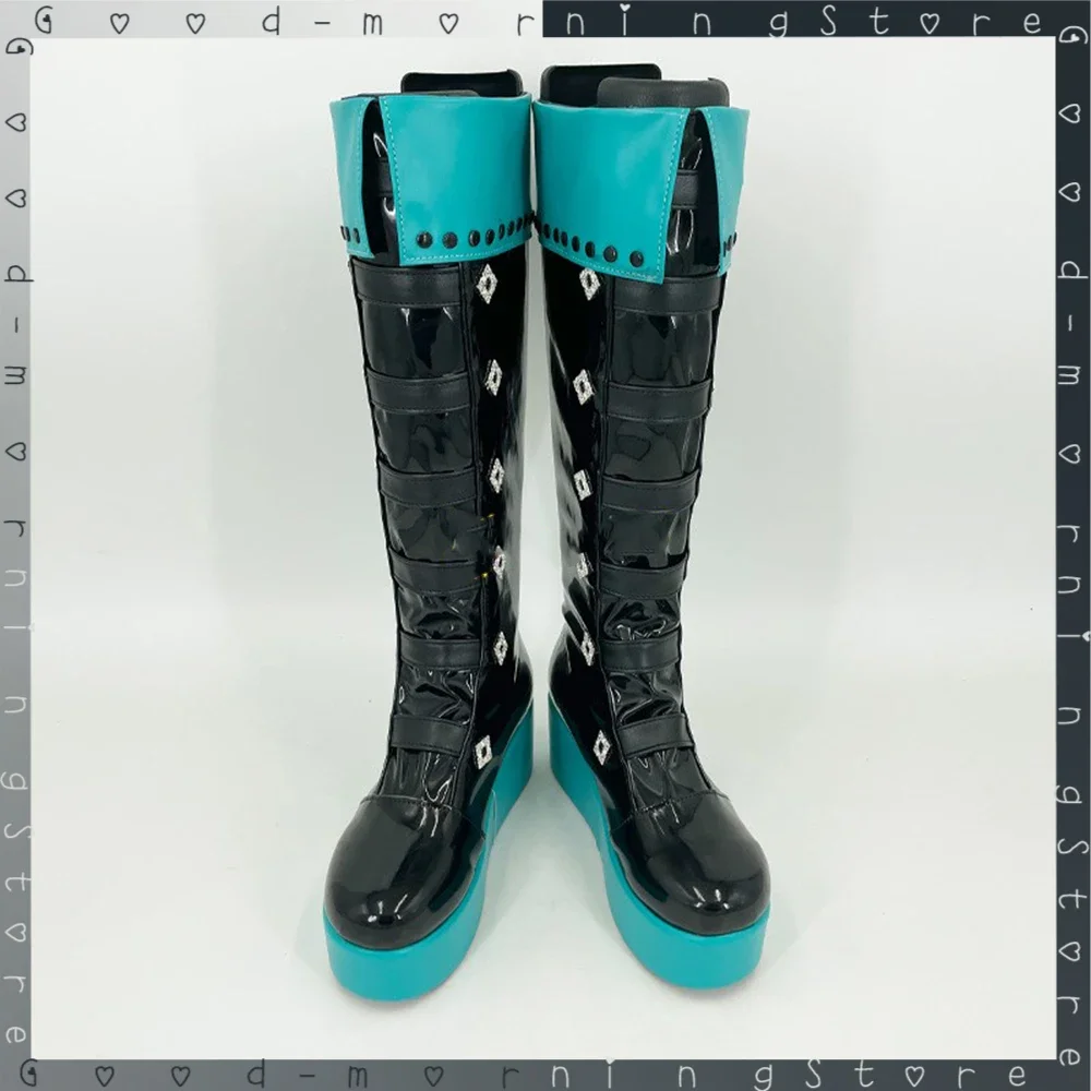 Miku Cosplay Shoes Straight Boots thick-soled Girl Raccoon Prop Halloween Christmas Carnival shoes Arbitrary size customize