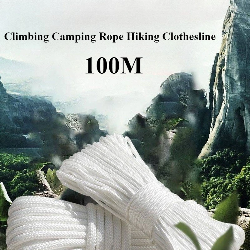 100m Multipurpose Strong Rope Utility Cord Strong Polyester Camping Hiking Clothesline Tie Flag Pole Marine Outdoor Swing Rope