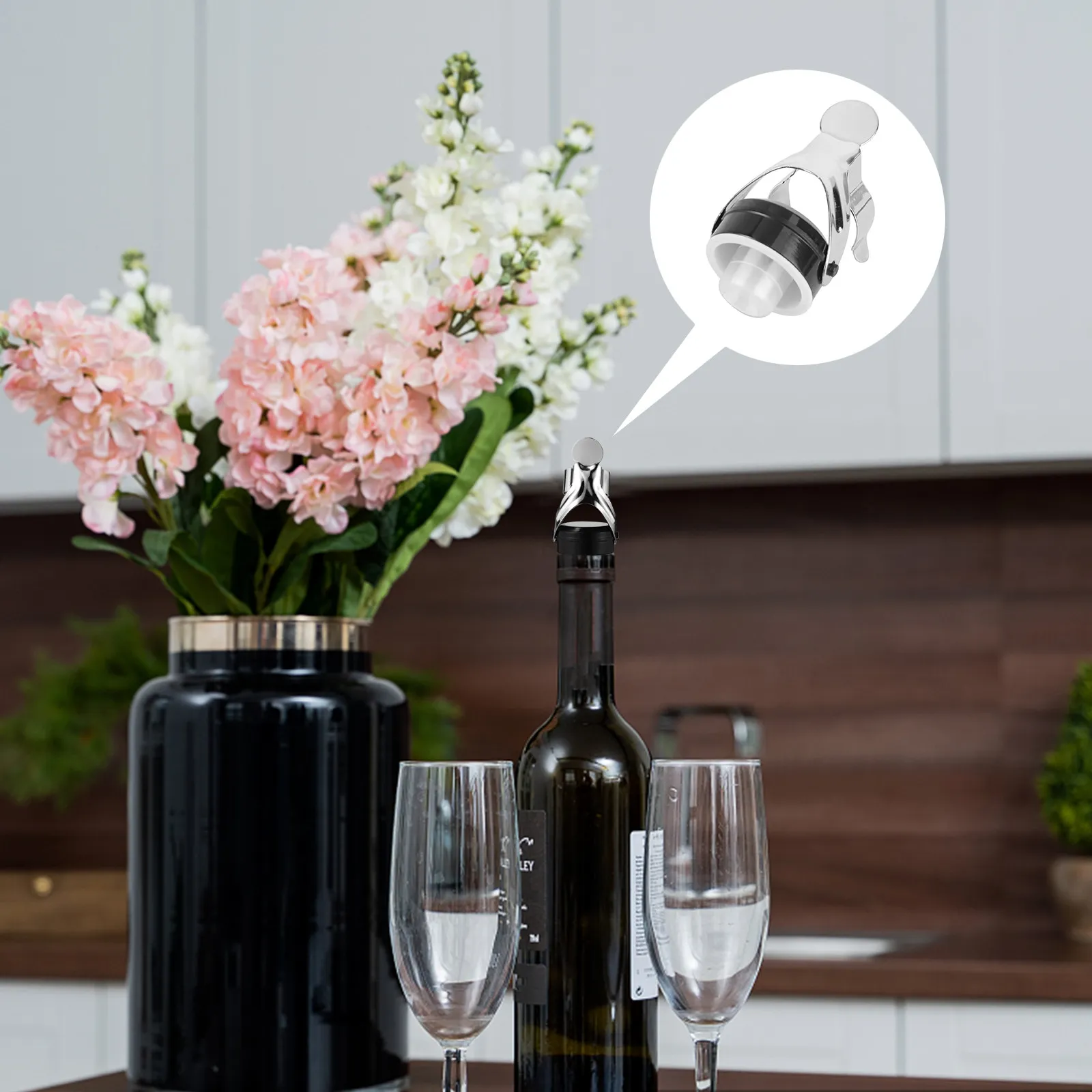 Ergonomic Stainless Steel Wine Stopper for Cava Sparkling Wine Preserves 4.9x6.5cm Airtight