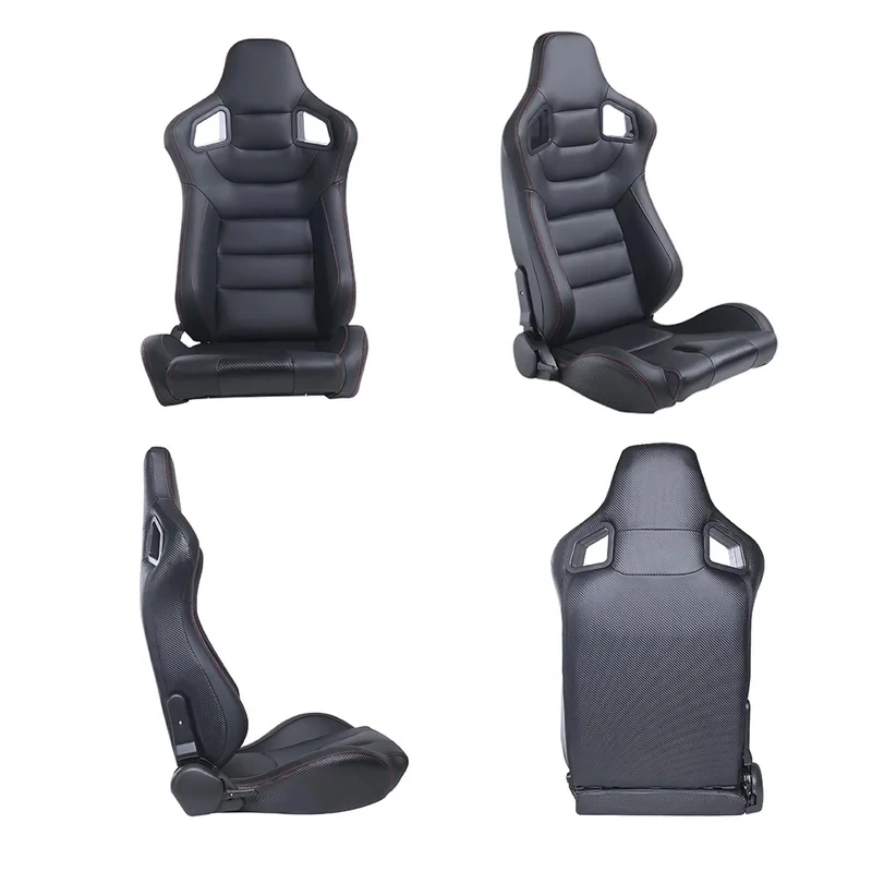 High Quality PVC Leather Sport Racing Seat Reclinable Single Seat With Dual Slides Car Accessories