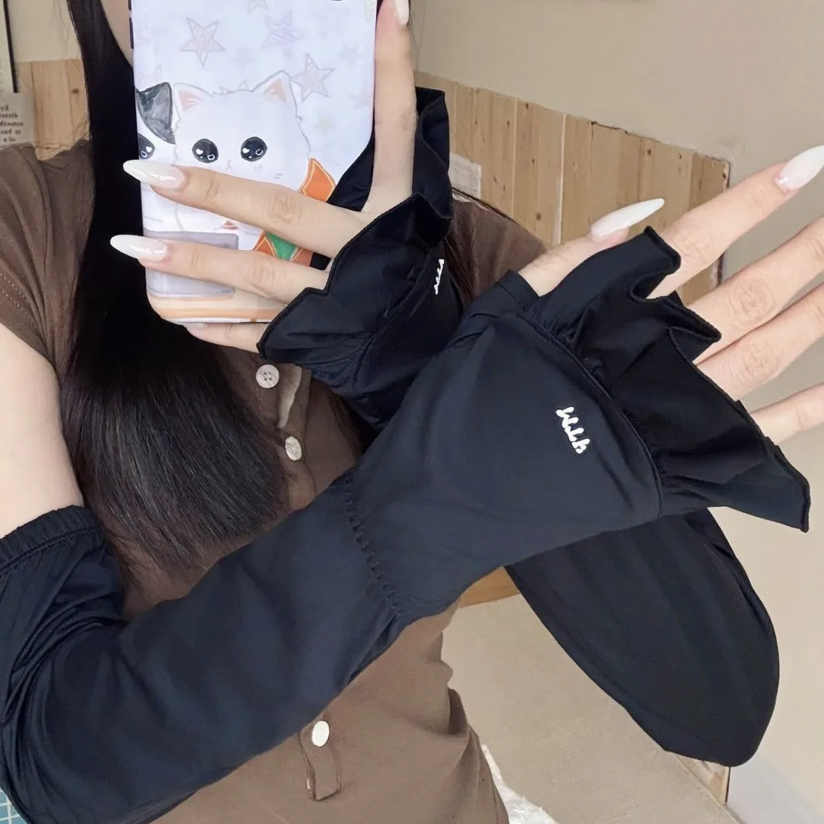 Bud-shaped Ice Silk Sun Protection Arm Sleeves for Women – UV-Protective, Breathable, Cooling, and Sun-Shielding Gloves