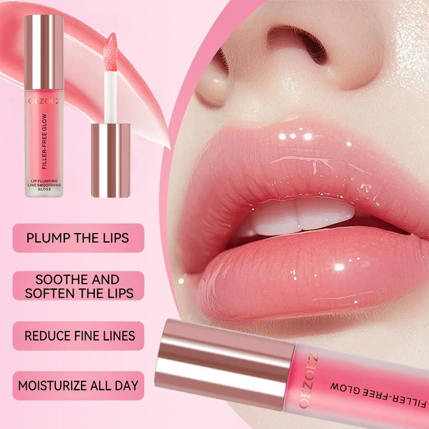 Las líneas de labios hidratantes de espejo se desvanecen previenen la sequedad y las grietas, fáciles de colorear, mejoran el cutis, gelatina de vidrio, esmalte de labios, maquillaje