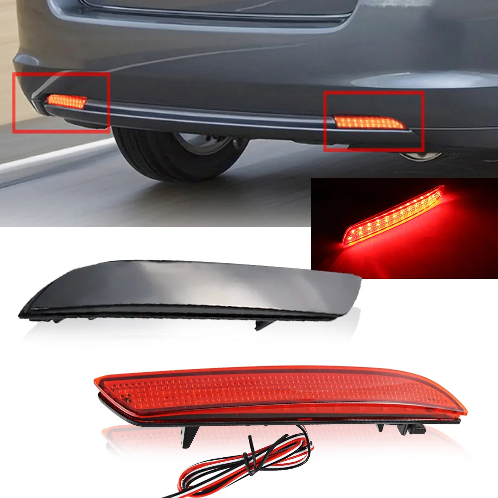 2PCS RED/Smoke Lens LED Rear Bumper Reflector LED Brake Tail Lights FOR Honda FIT 2018-up STEPWGN RG FOR Acura TSX Wag 2012-up