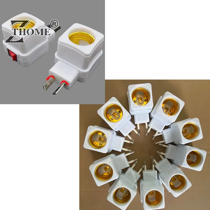 220V EU/US E27 Lamp Socket Integrated Helical Lamp Holder With Switch LED Light Socket