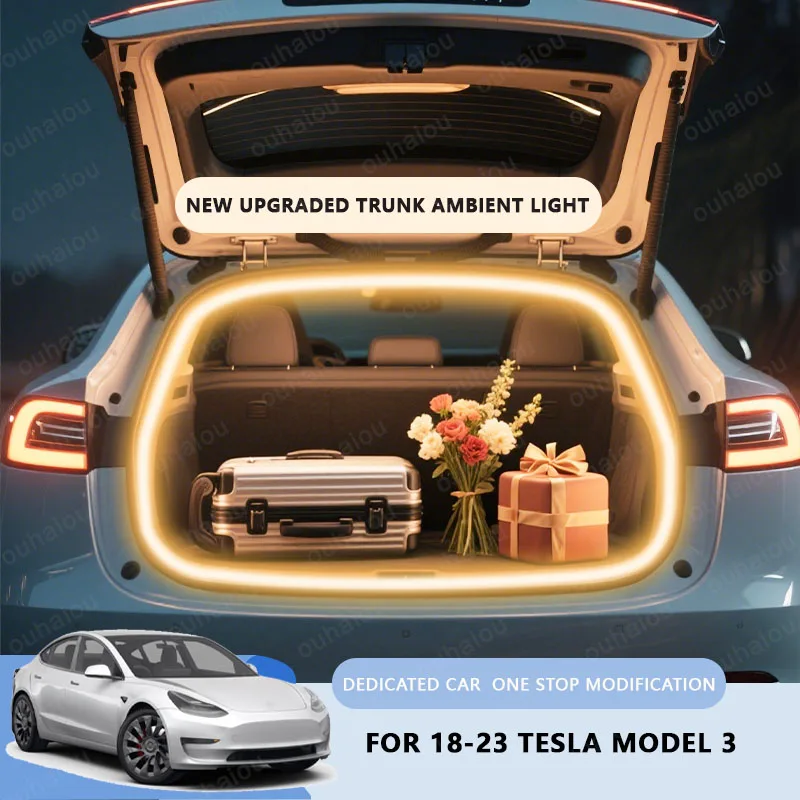 

FOR 2018-2025 TESLA MODEL 3 trunk light modification light Atmosphere lights White warm white Rear Trunk LED Light Bar