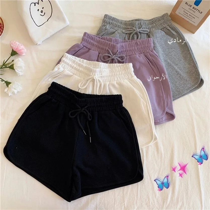High Waist Casual Wide Leg Short Pants Women's Summer New Style Korean Version Thin Cotton Student Loose Fit Sporty Shorts