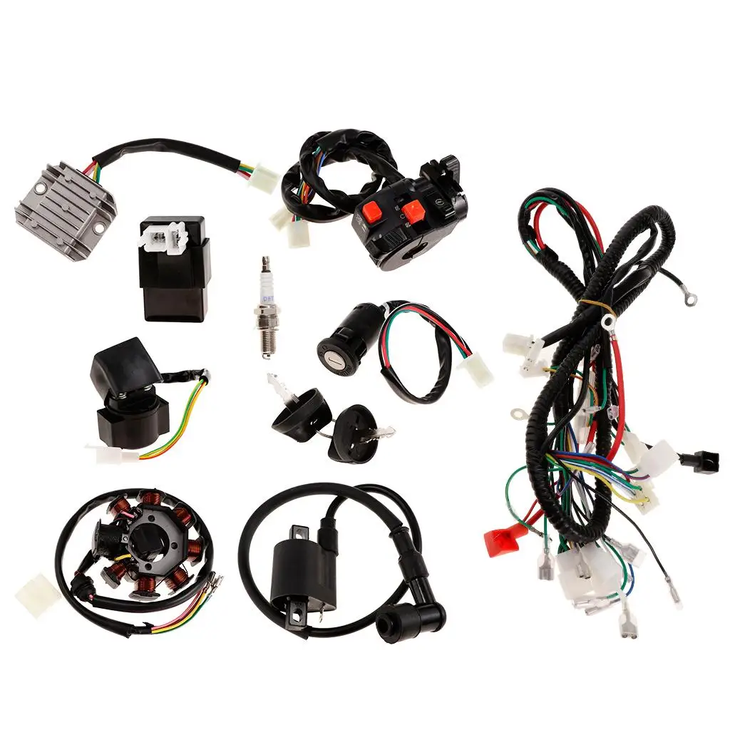 1 set Wiring Harness Loom CDI Ignition Coil Spark Plug Key Switch for 150cc 250cc ATV Dirt Bike Stator