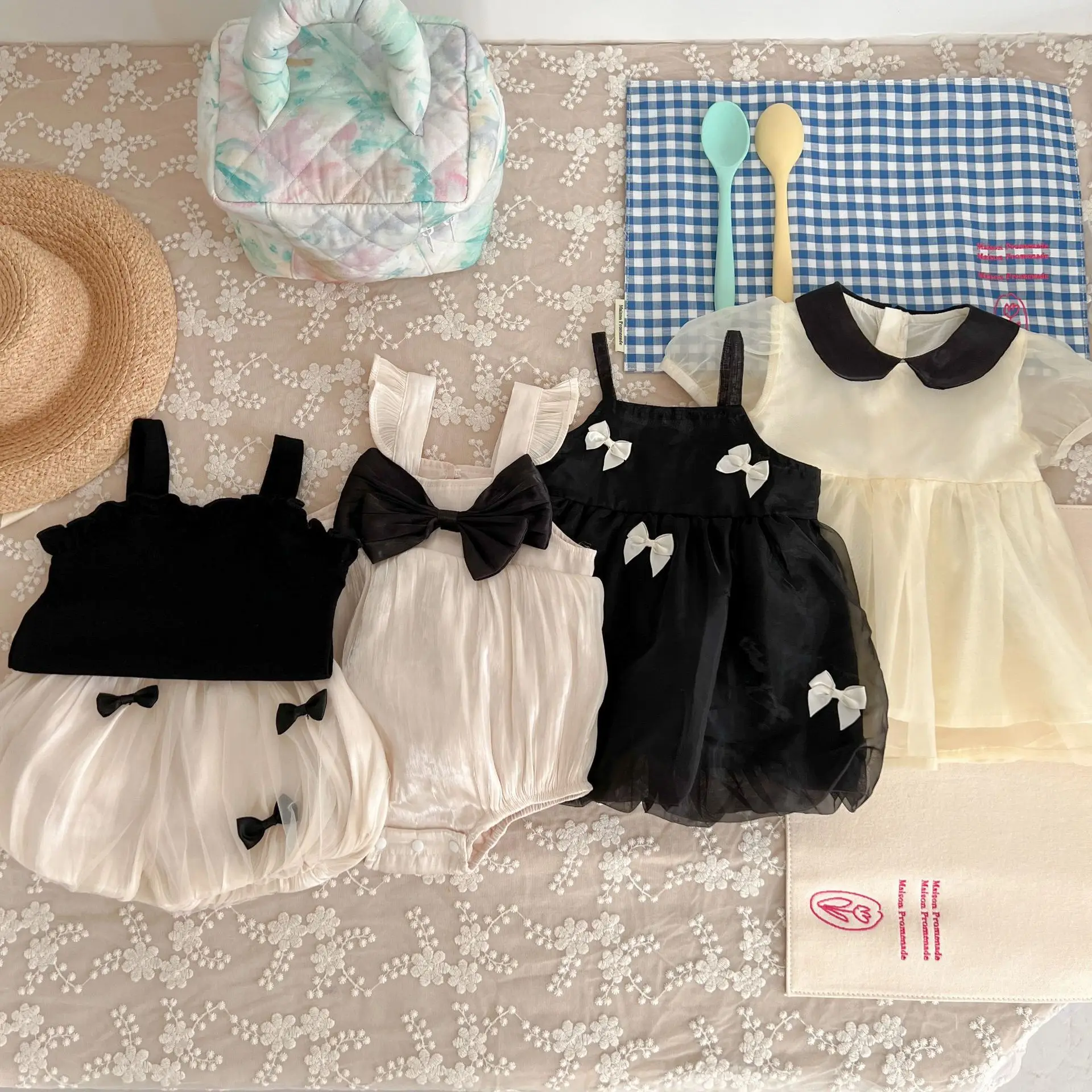 Summer Newborn Princess Dress Set Sweet Bow Onesie Sleeveless Suspender Leggings Princess Ruffle Dress Fashionable Baby Clothing