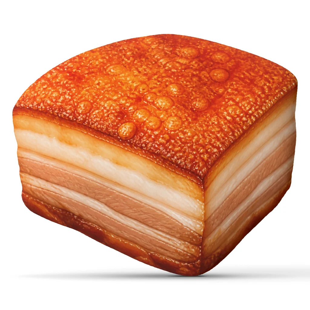 Crispy Pork Belly Plush Pillow Foodie Cushion Realistic Roasted Meat Shaped Stuffed Throw Pillow Kitchen Decor Gift Sofa