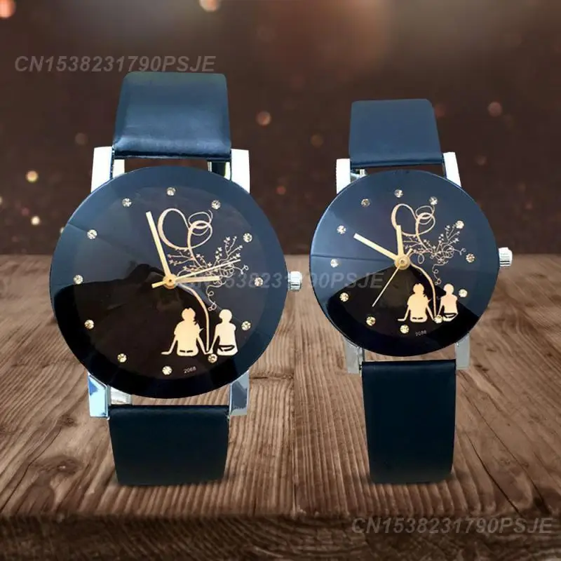 New Fashion Trend Back View Couple Watch Men's Women's Casual Leather Strap Quartz Watch Couple Watch Valentine's Kids Gift