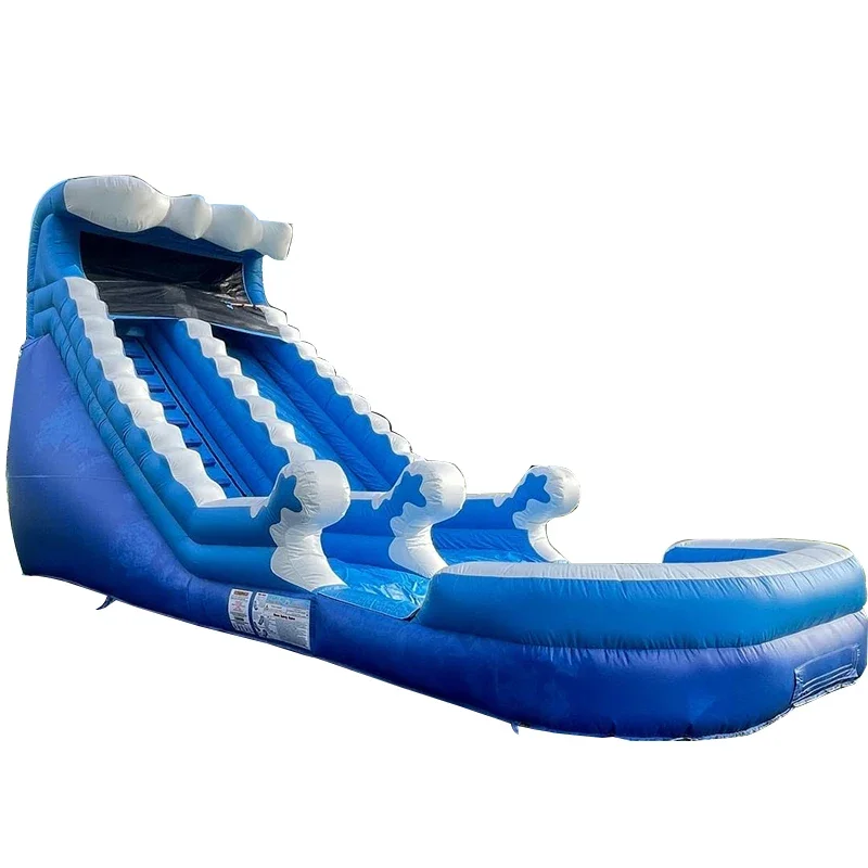 Summer inflatable Water Park Blue Waves water slide inflatable with swimming pool for fun for kids n adults for Party Rentals