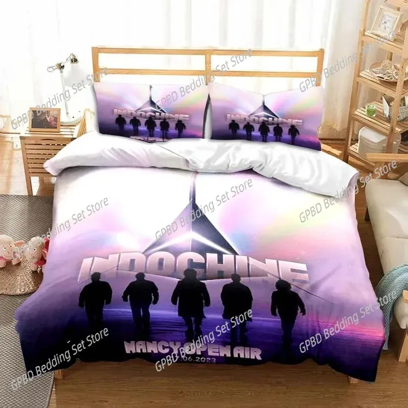 

3D Print Indochine Rock Logo Bedding Set Double Twin King Duvet Cover Comforter Pillowcase Boys Girls Adults Bedroom