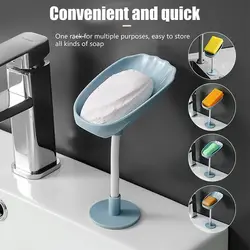 Sucker Soap Dish Wall-Mounted Plastic Drain Soap Holder Draining Bendable Soap Container Box Toilet Laundry Supplies Tray