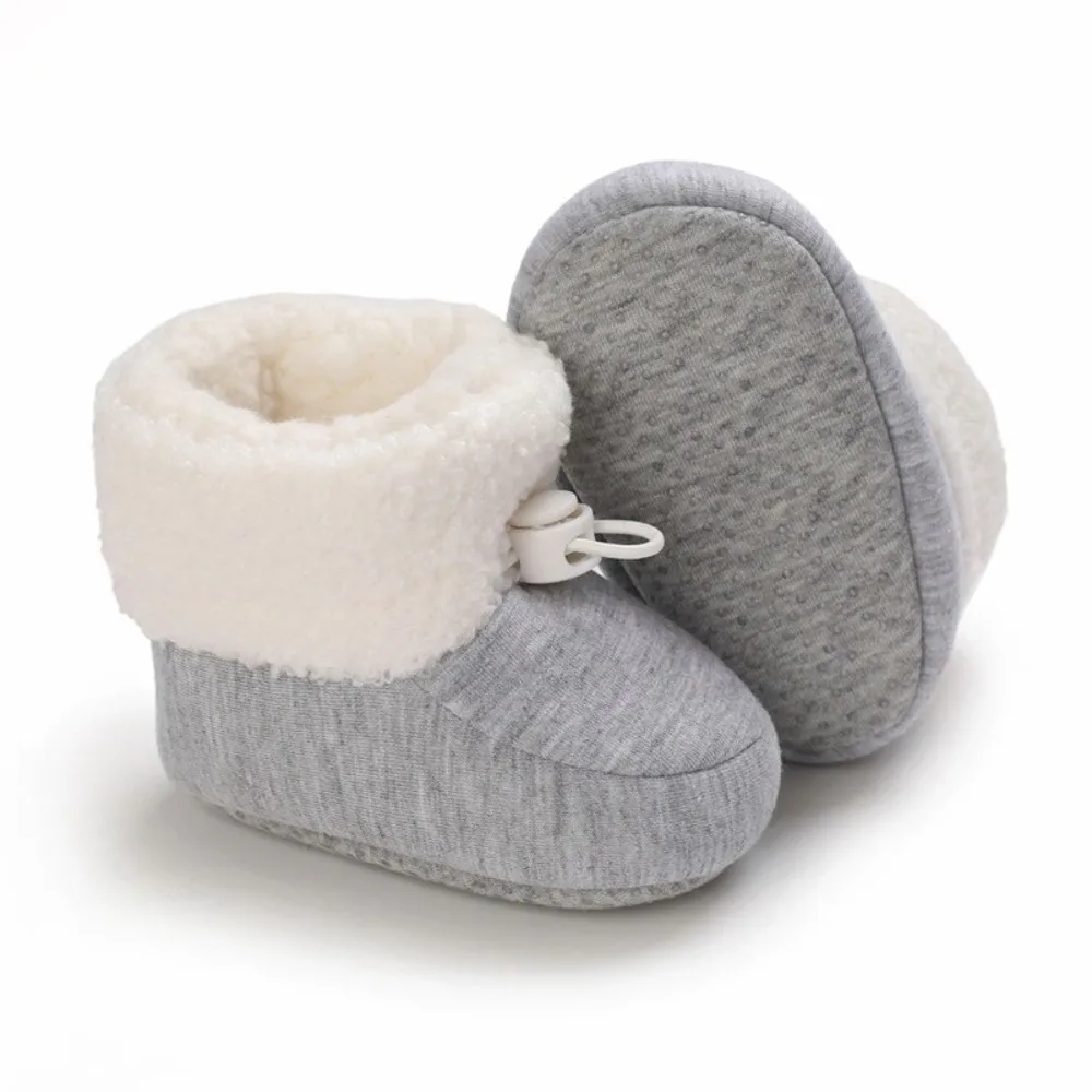Cozy Non-Slip Sole Infant Snow Boots Soft Bottom Thick Warm Toddler First Walkers Furry Cotton Lining Walking Shoes