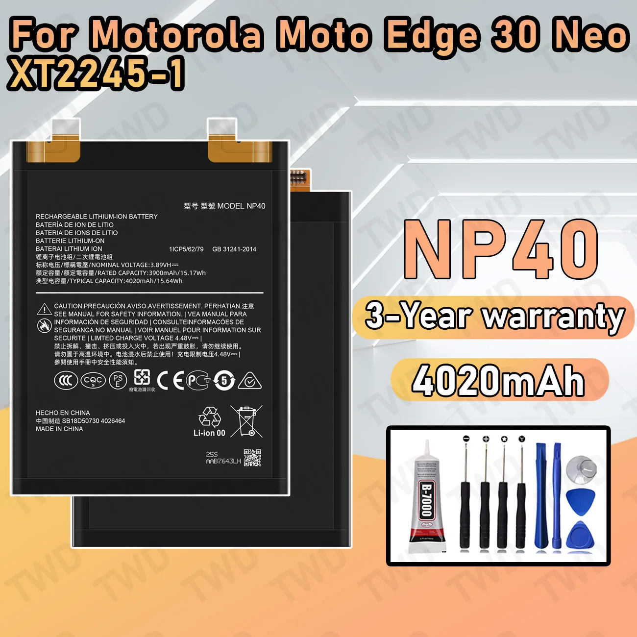 

NP40 Large capacity Battery For Motorola Moto Edge 30 Neo/XT2245-1 batteries New High Quanlity+Free Tools