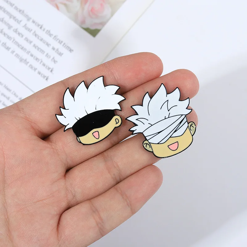 Animal Brooch White Kitten Gojo Satoru Cos Metal Badge Small Accessories Wholesale Bag Pins and Badges Backpack Pin Lapel Cap