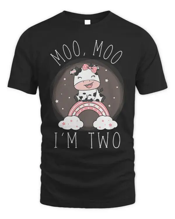 Kids Girls Moo Moo Im Two Shirt Cow Birthday Party Rainbow - Unisex Standard T-S