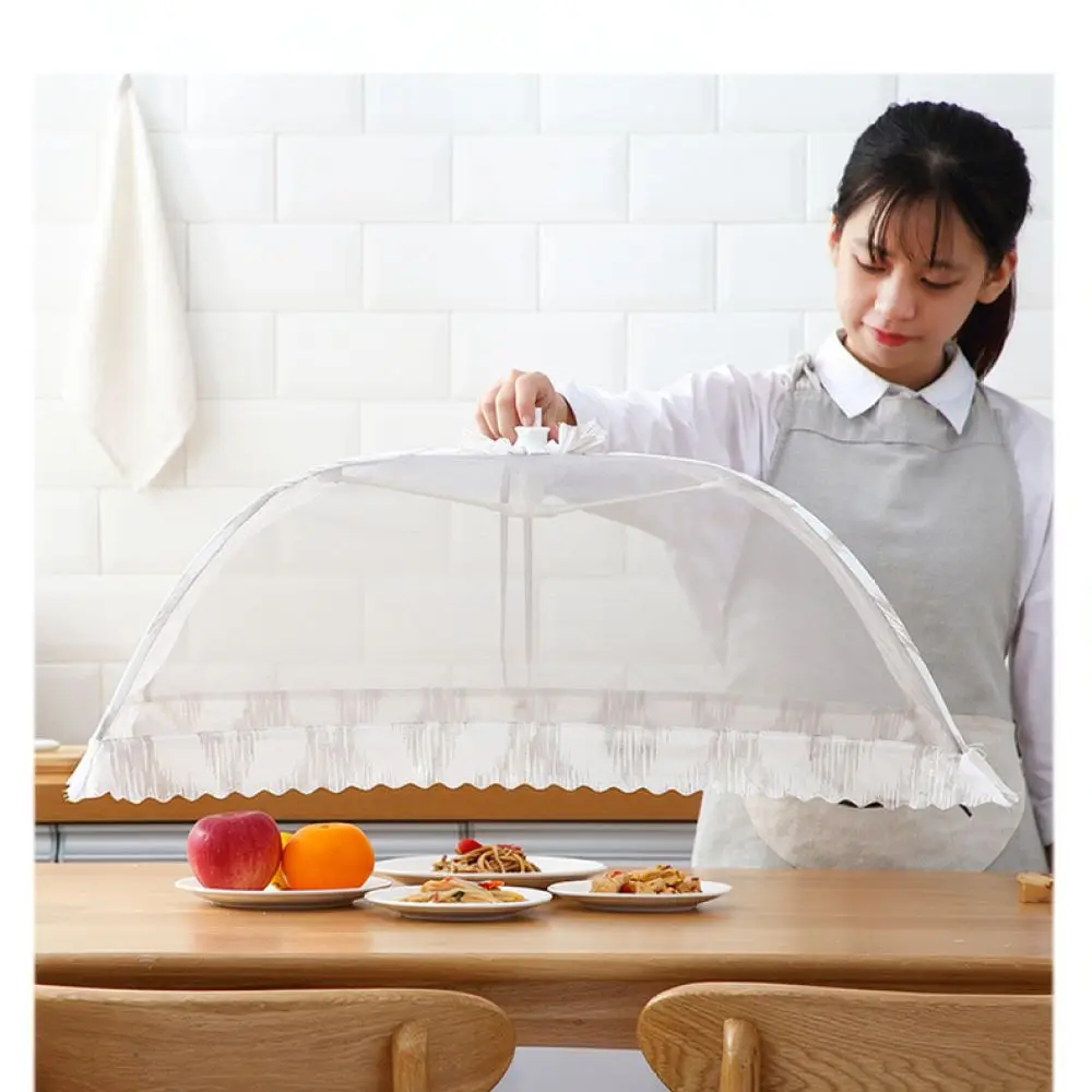 Foldable Kitchen Food Cover Net Mesh Protector Dustproof Dining Table Umbrella Decorative Lace Screen Kitchen Aid