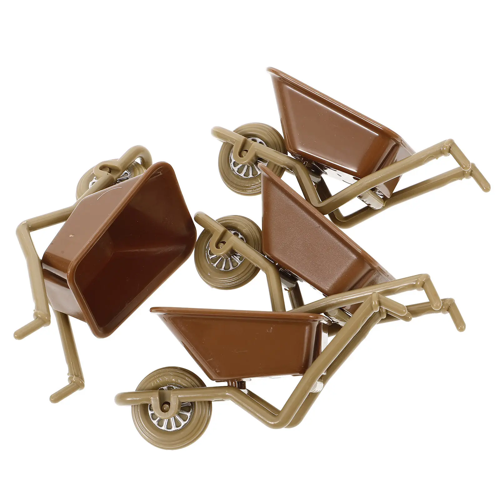 

4Pcs Mini Wheelbarrow Pushcart Unique Design Micro Landscape Decoration Miniature House Garden Accessories Miniature Wheelbarrow