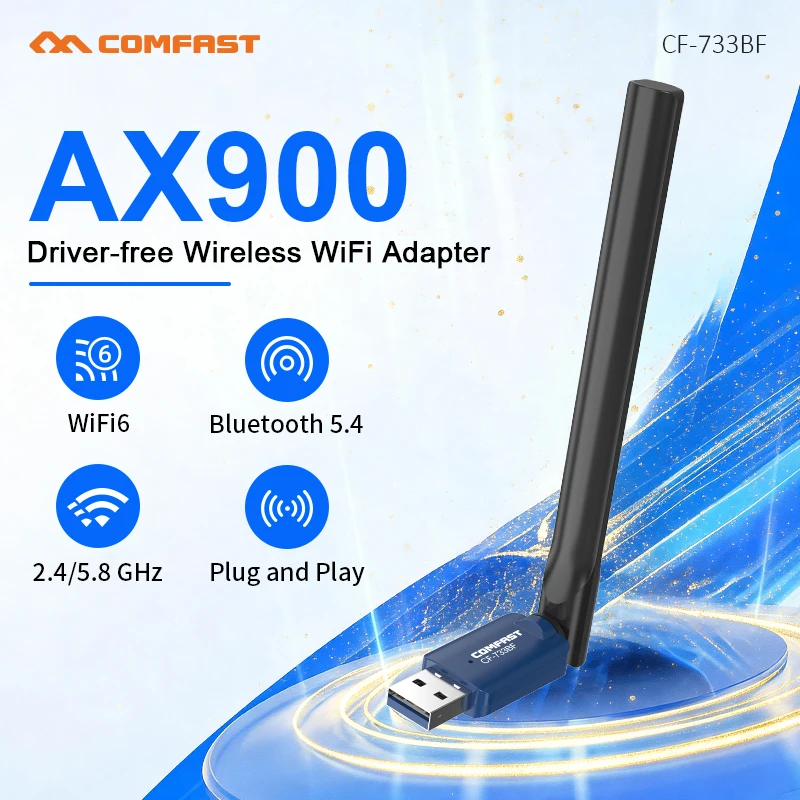 COMFAST 1300Mbps Dual Band USB 3.0 WiFi Adapter WiFi 6 887Mbps Bluetooth 5.4 Wireless Network Card for Computer