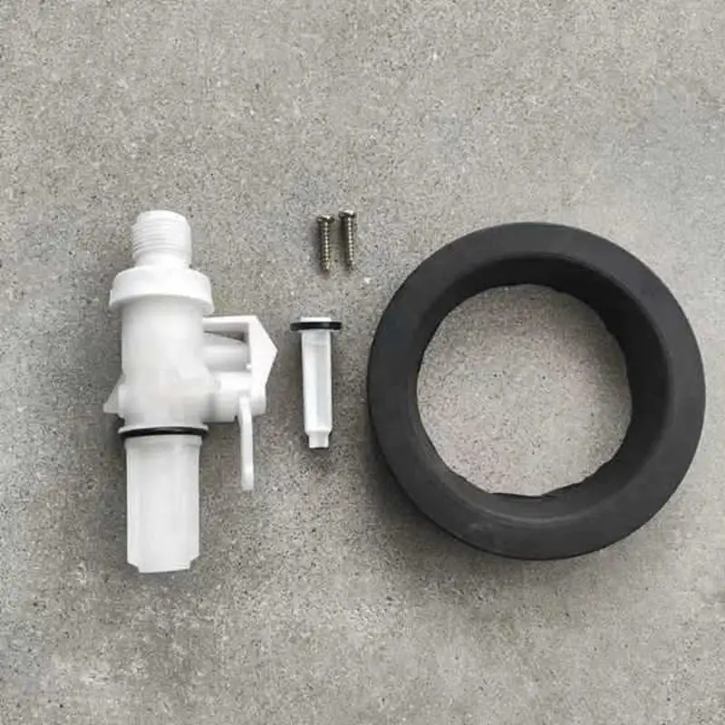 Plastic Trailer Toilet Water Control Assembly Replacement with Threaded Fitting 13168, Seal Gaskets and Integrated Body R6FB