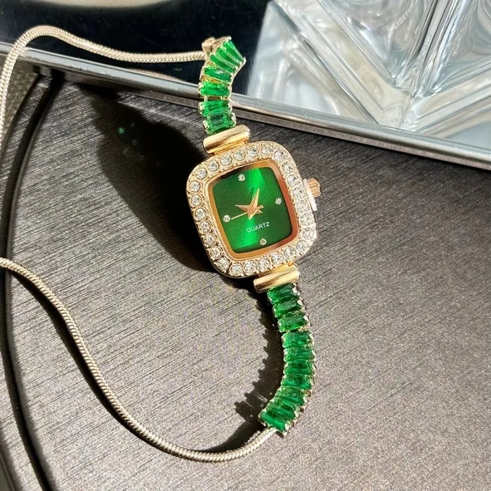 New Inlaid Zircon Women's Bracelet Flexible Pull Out with Diamond Women Wristwatch Rhinestone Scale Simple Dial Quartz Watch