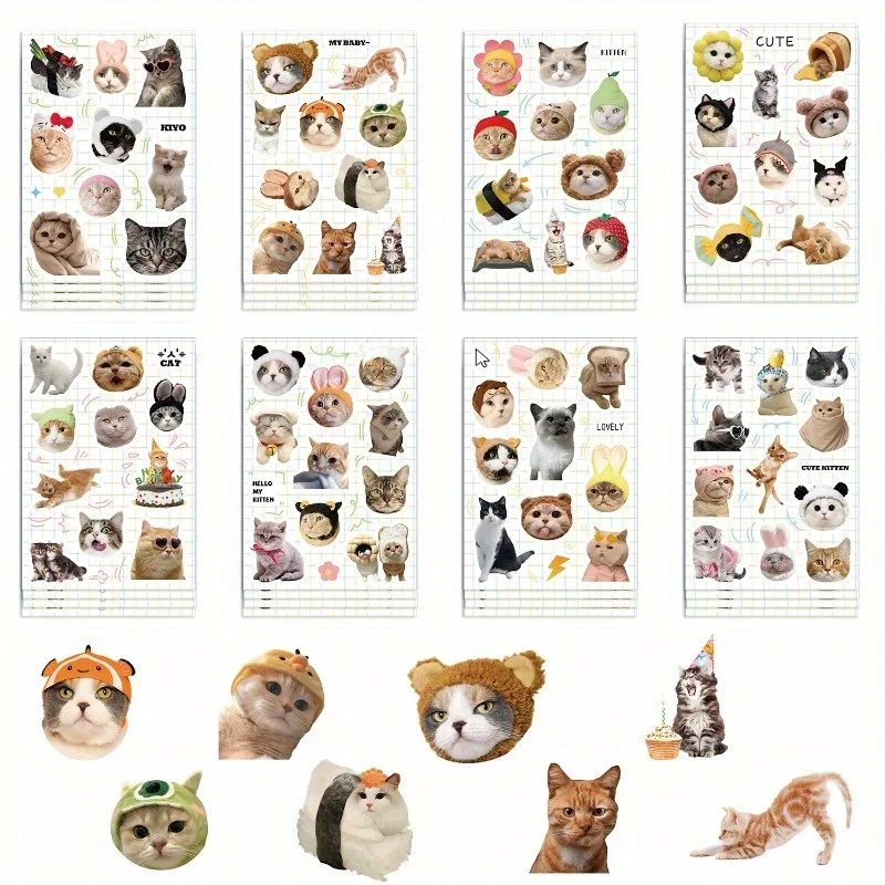 

16 Sheets Cute Cat Stickers Set for Journals, Scrapbooking, DIY Crafts, Laptops, Phone Cases