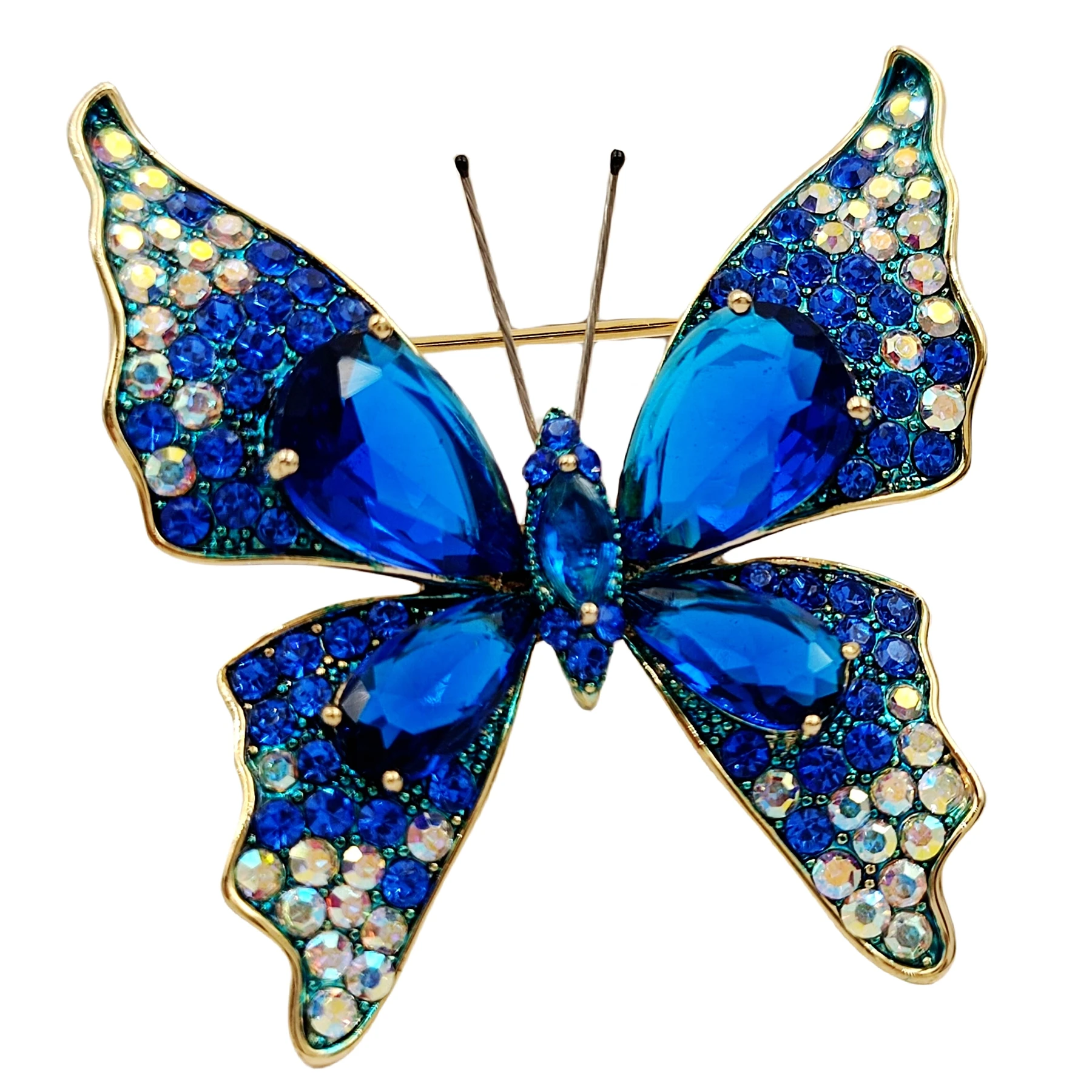 

Stunning Cobalt Blue Butterfly Brooch with AB Accent