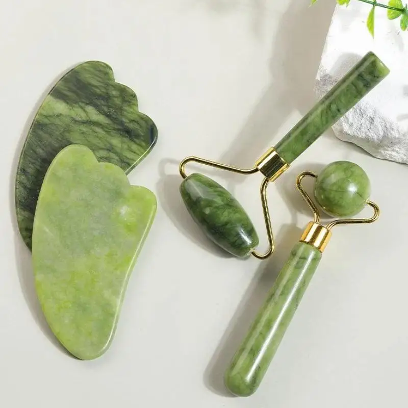 1/2 Stück Natürlicher Jade-Roller Gua Sha Stein-Massagegerät für Gesicht, Hals, Körper und Augenpflege Spa-Lifting-Tools – Detail 7