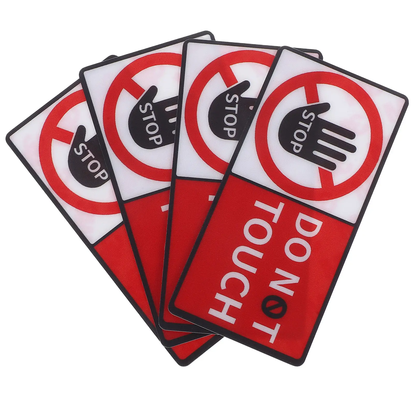4Sheet Do Not Touch Safety Warning Stickers Strong Adhesive Labels for Walls Glass Toolboxes No Touch Caution Warning Signs