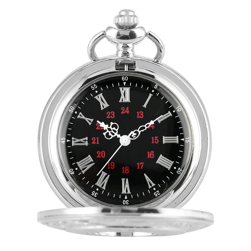 Classic Pocket Watch Roman Number Dial Necklace Quartz Movement Timepiece with Mini Charm Unisex Clock Reloj de bolsillo