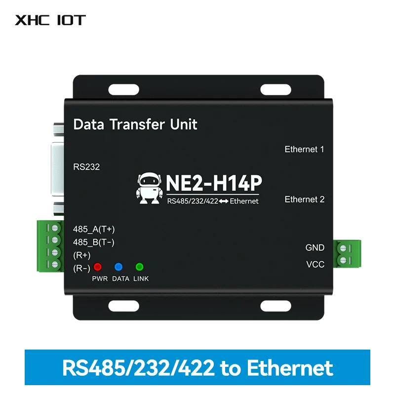 

RS485/232/422 to Ethernet Serial Server XHCIOT NE2-H14P Build-in Switch ModBus Gateway MQTT TCP RTU Power and Signal Isolation